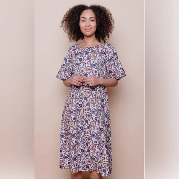 Mata Traders Midi Cotton Twyla Dress Fuchsia Suzani Size M - Picture 3 of 9